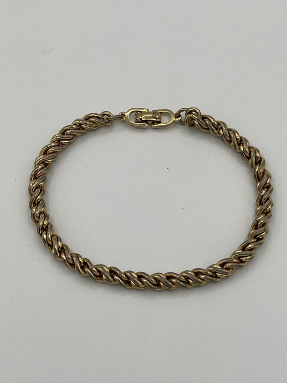Vintage Christian Dior Chr.Dior Signed Gold Tone Rope Twist Chain Bracelet 7.5in